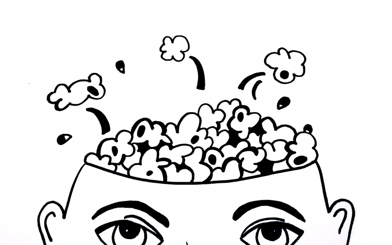hoofd vol popcorn (© Camille Van Landegem | dwars)