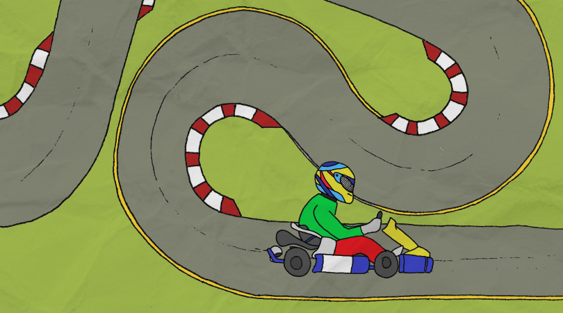 een racecircuit met een go-kart